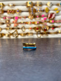 Bague double anneau bleu et doré