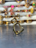 Bague dorée ajustable grand ovale ajouré