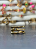 Bague dorée ajustable trois lignes