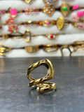 Bague dorée ajustable design sculptural
