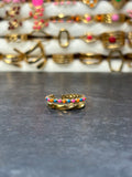 Bague dorée ajustable avec petits détails multicolores