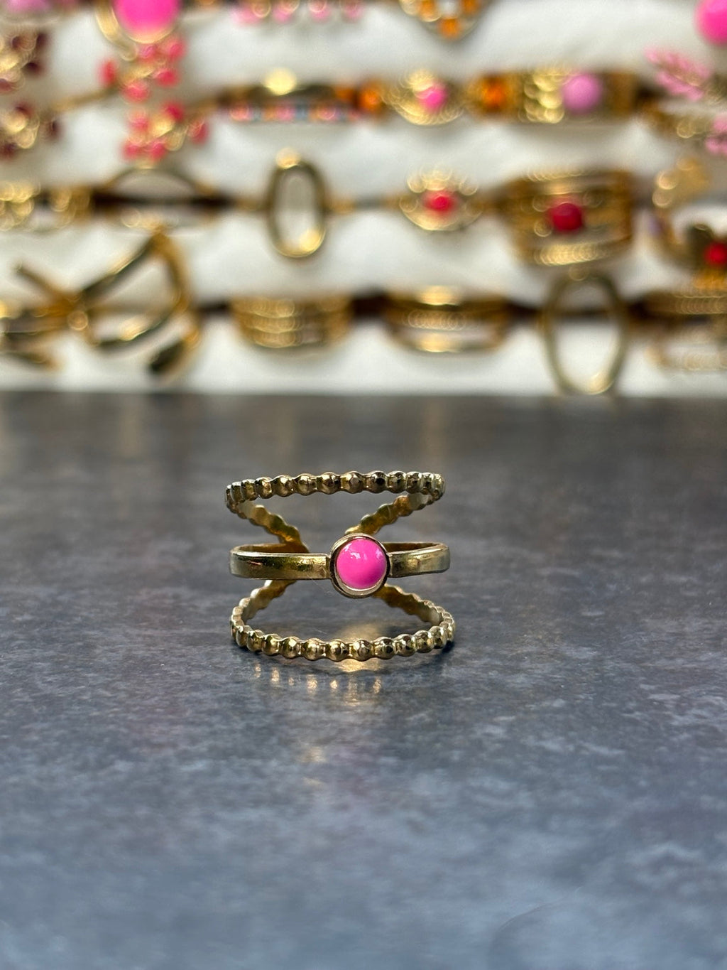 Bague rose multirangs - vue produit